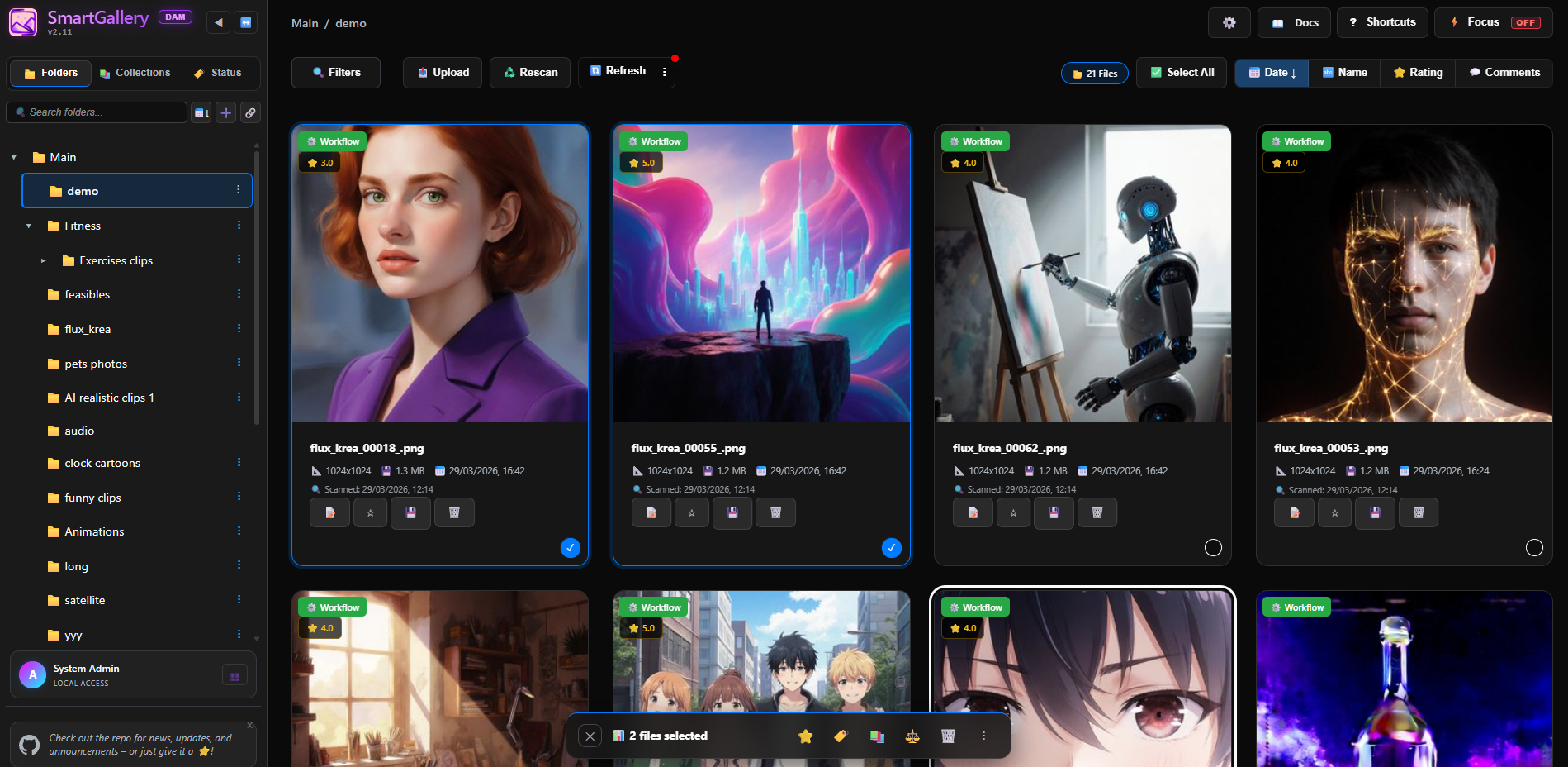 SmartGallery main interface on desktop